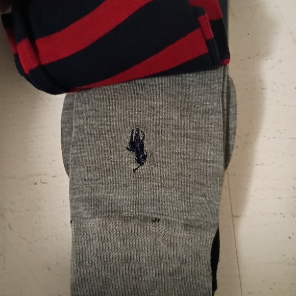 Polo by Ralph Lauren Men's Casual Socks - Red and Black Stripes - Picture 2 of 2